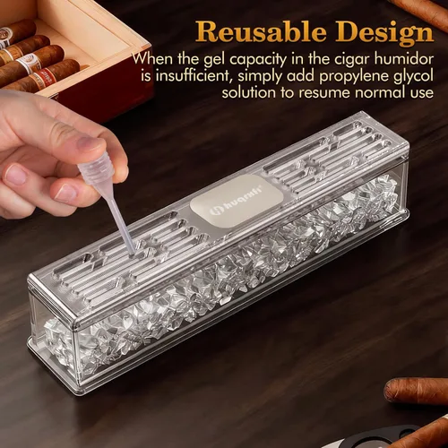Vista 5 de Humidificador de puros prellenado: humidificador de gel de cristal listo para usar, accesorios para humidor de puros, mantiene la humedad ideal