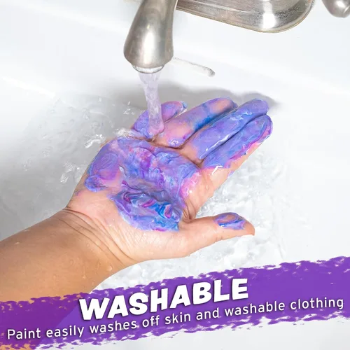 Vista 6 de Pintura para dedos, paquete de 24, lavable, no tóxica, juego de pintura para niños con tubos fáciles de separar, colores vibrantes para suministros