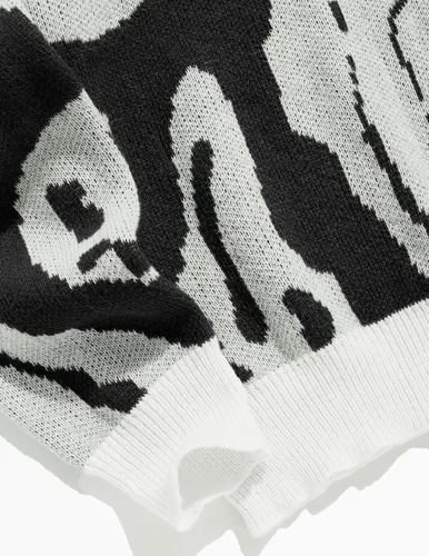 Vista 45 de ZAFUL Y2K - Suéter casual con estampado de llama estética para hombre, suéter de punto holgado, manga larga, cuello redondo