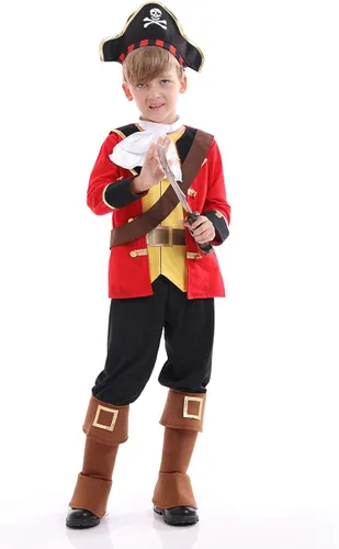 Vista 7 de Funivals Disfraz de pirata de lujo para niños, juego de rol de capitán de siete mares para fiesta de Halloween