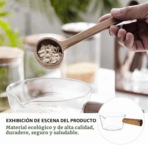 Vista 2 de Cabilock Olla de vidrio de borosilicato para leche, resistente al calor, cacerola de vidrio para estufa, 8.07 x 4.92 x 2.55 pulgadas, mango