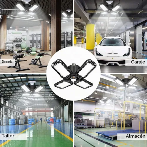 Vista 2 de Tudoccy - Paquete de 4 luces LED para garaje, luz de tienda ultra brillante de 120W con 4 paneles ajustables, 12000LM, base E26/E27, deformable
