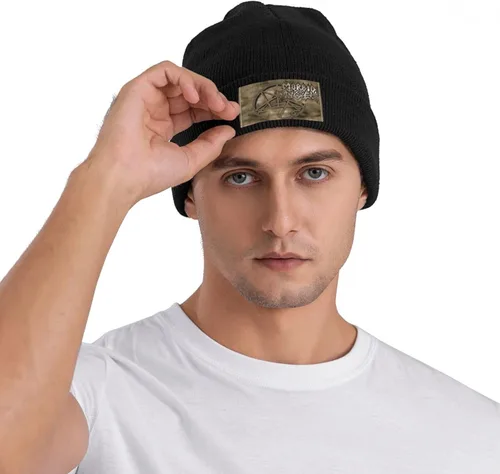 Vista 5 de Gorros para hombre y mujer Gorros básicos unisex con puños de calavera de punto, sombrero de invierno clásico para dormir, para senderismo