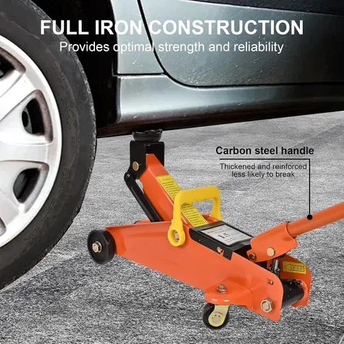 Vista 6 de Gato hidráulico de piso 1.5 toneladas 3,300 libras elevador de coche portátil carretilla Jack 360 grados para coches vehículos medianos, naranja