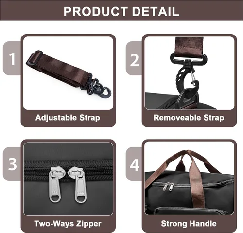 Vista 333 de Pequeña bolsa de gimnasio para mujer, bolsa de viaje con compartimento para zapatos