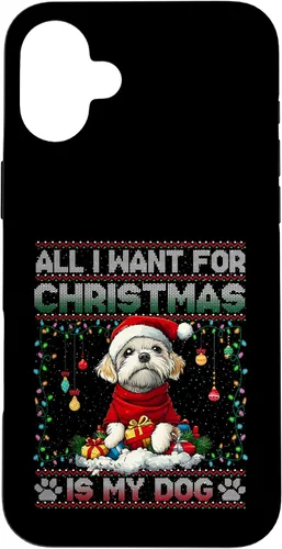 Vista 23 de Maltese Christmas Tree Lights Decorations Dog Lover Xmas Case for iPhone 16