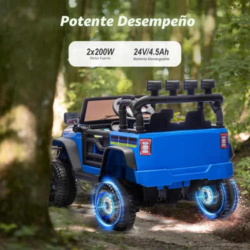 Vista 4 de Hikiddo - Coche eléctrico de 24 V para niños, vehículo eléctrico para montar, camioneta de juguete para niños pequeños de 3 a 5 años con control Azul