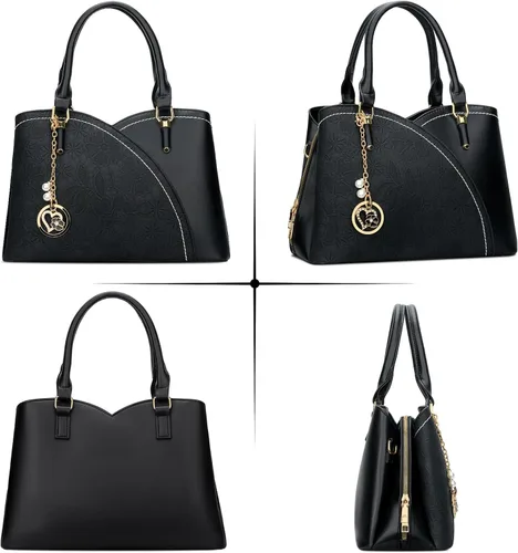 Vista 4 de KKXIU Monederos y bolsos de mano con triple compartimento para mujer, bolso de mano con asa superior