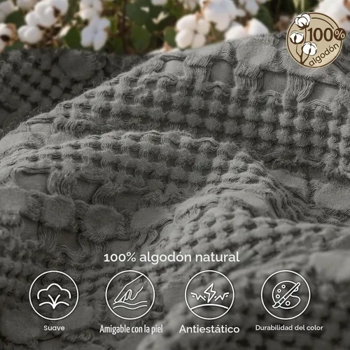 Vista 4 de PHF Lightweight 100% Cotton Waffle Throw Blanket for Couch, Dark Grey 40 Gris Oscuro