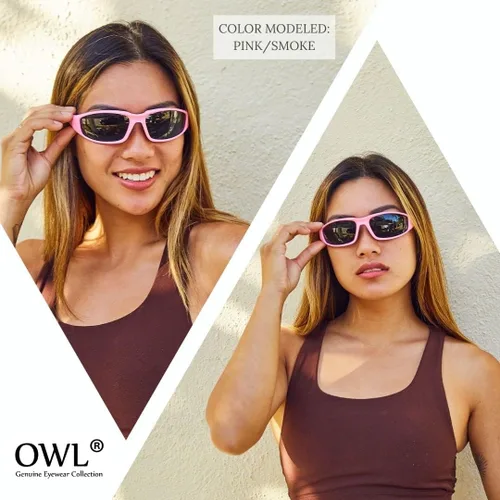 Vista 4 de OWL Gafas de motocicleta para mujer, con espuma acolchada, marco rosa, gafas de ciclismo UV400 de policarbonato para mujer