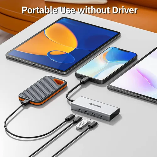 Vista 4 de Minisopuru Divisor USB C – Hub USB C de 4 puertos para portátil, solo transferencia de datos (no compatible con alimentación y video) USB C a USB C