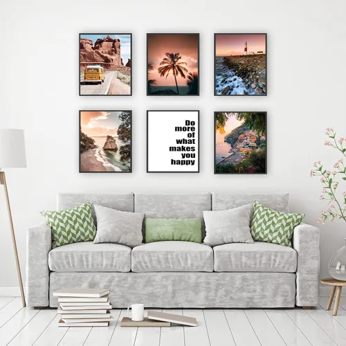 Vista 6 de HoozGee Impresiones artísticas para pared de viaje, paisaje marino, palmera, decoración de pared, paisaje, ciudad, costera, camino, fotos, fotos