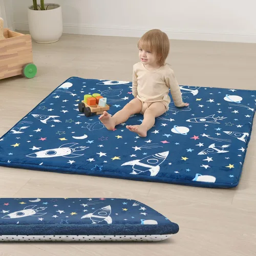 Vista 44 de Tapete de juego ultra suave para bebé, tapete redondo de espuma elástica de 1.3 pulgadas de grosor de 47 pulgadas para niños pequeños, parte trasera
