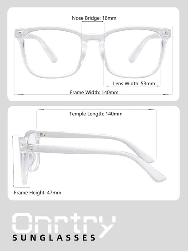 Vista 57 de Onrtry Gafas sin receta para hombres y mujeres, lentes transparentes cuadradas