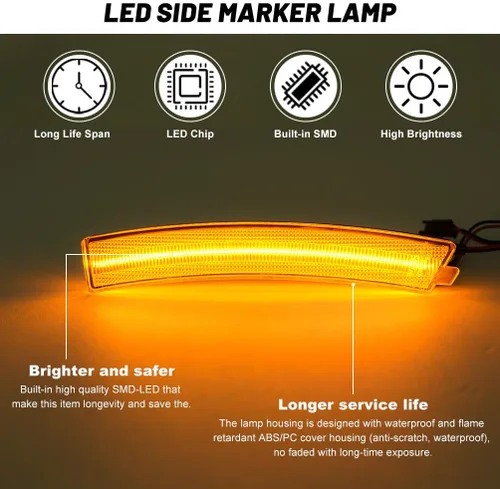 Vista 2 de Lentes transparentes CT4 LED para luces de marcador lateral para 2020-2023 Cadillac CT4, luces LED ámbar para parachoques delantero, luces de señal