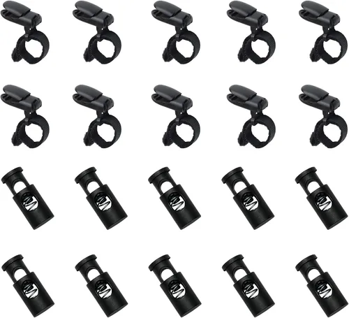 Vista 8 de HOOSUN Paquete de 10 clips y tapones para banderas de jardín, clips de tigre para soporte de bandera de jardín, tapones de goma para bandera
