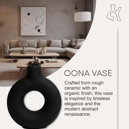 Vista 2 de Oona - Jarrón decorativo moderno para anillos, grande, negro