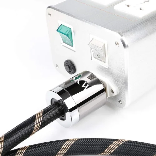 Vista 6 de SKW Upgrade C15 Audiophile - Cable de alimentación de cobre de ultra alta pureza, macho a hembra, enchufe de EE. UU. para subwoofer, amplificador