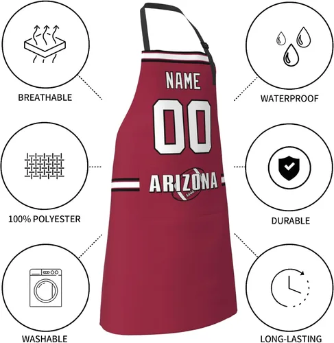Vista 7 de Delantal con bolsillos, nombre personalizado y número, regalos personalizados para hombres y mujeres fanáticos del fútbol
