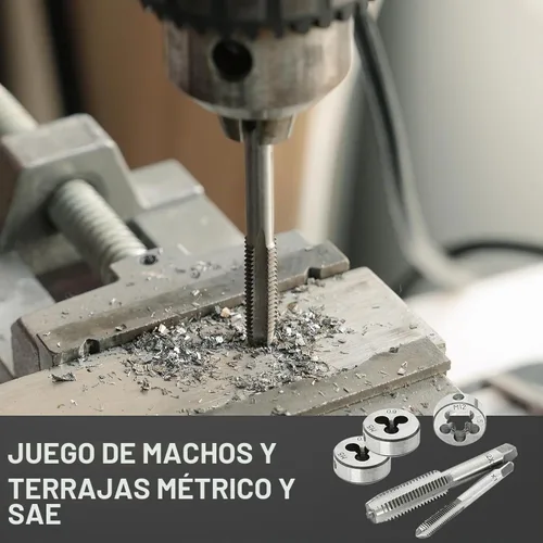 Vista 7 de BeHappy Juego de machos y terrajas de 40 piezas, tamaño métrico estándar M3 a M12, juego de herramientas de roscado para cortar roscas externas e