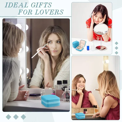 Vista 7 de Yinkin 12 piezas de mini joyero de viaje para propuesta de dama de honor, cajas de regalo pequeñas organizador de joyas de piel sintética, caja