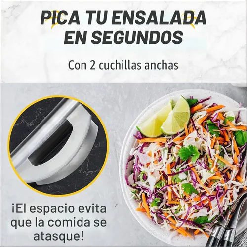Vista 2 de Herramienta de corte de ensalada Checkered Chef, cuchillo Mezzaluna de acero inoxidable para vegetales