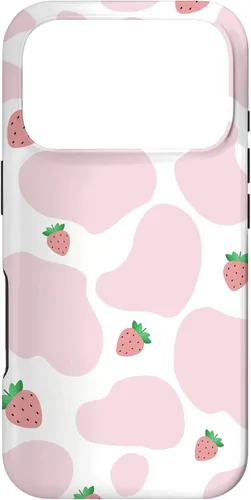 Vista 30 de Baby Pink Cow Print Pattern Cute Strawberry Cow Animal Gift Case for iPhone 17