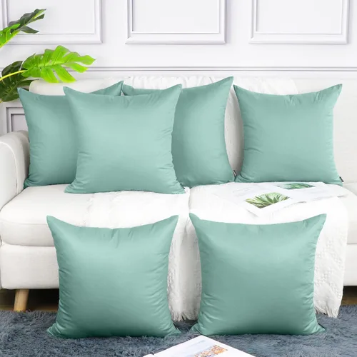 Vista 40 de Coddsmz Paquete de 6 fundas de almohada decorativas 100% algodón, fundas de cojín cuadradas de Navidad sólidas para el hogar, cama, sofá, día