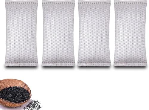 Vista 10 de Bolsas purificadoras de aire de carbón con cáscara de coco de 1.76 onzas, elimina olores y humedad, bolsas purificadoras de aire fresco natural