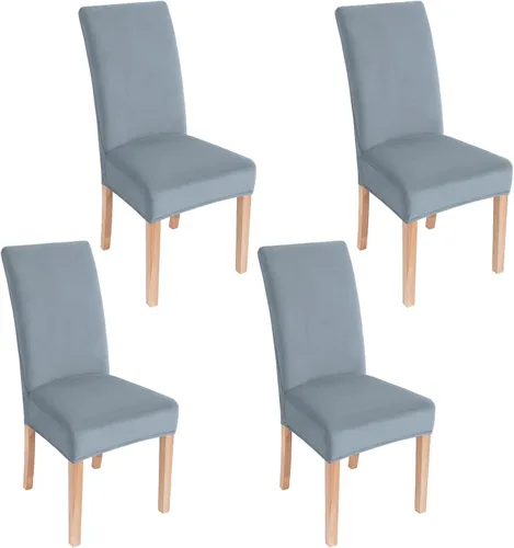 Vista 66 de smiry - Fundas para sillas de comedor de terciopelo elástico y suave, extraíbles, Terciopelo, Beige