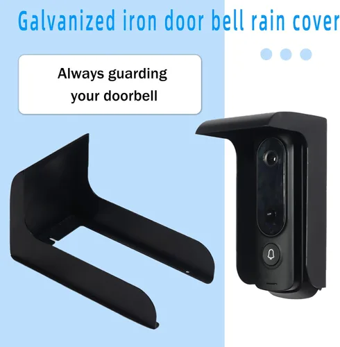 Vista 4 de Funda para timbre de puerta, protector de timbre de metal negro, protector de timbre de video pequeño, cubierta de teclado de control de acceso al