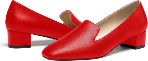 Vista 6 de WAYDERNS Zapatos de tacón grueso para mujer, con puntera cuadrada, mate, sólidos, de 1.5 pulgadas