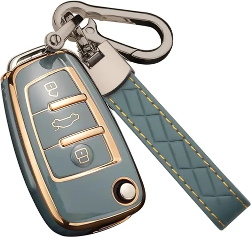 Vista 24 de Xotic Tech - Funda protectora de TPU con 3 botones de protección completa para llave sin llave, control remoto, con llavero compatible con Audi A3