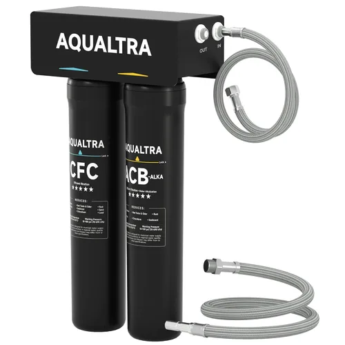 Vista 12 de AQUALTRA USF-2B-10 Sistema de filtro ligeramente alcalino para debajo del fregadero, 20 K Gal, reduce PFOA, PFOS, cloro, plomo, mercurio, cloramina