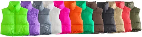 Vista 7 de KEOMUD - Chaleco corto acolchado de invierno para mujer, ligero, sin mangas, cálido, con relleno para exteriores
