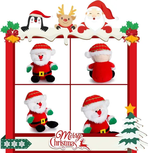 Vista 8 de Juego de 4 Muñecos de Peluche de Navidad Juguete de Peluche de Papá Noel Animal de Peluche Juguete Animal Reno Lindo Muñeco de Nieve Alce Claus