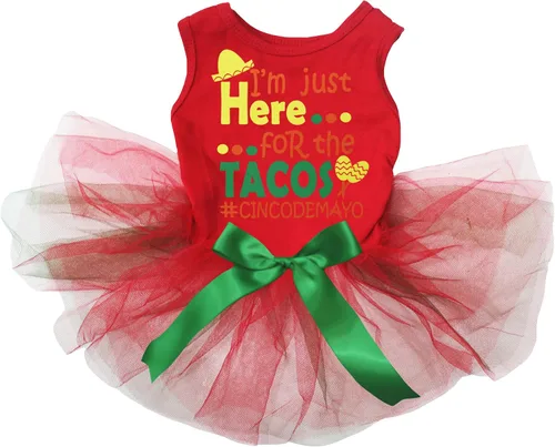 Vista 2 de Petitebella I'm Just Here for The Tacos - Vestido para perro (LED negro/verde, talla XS)