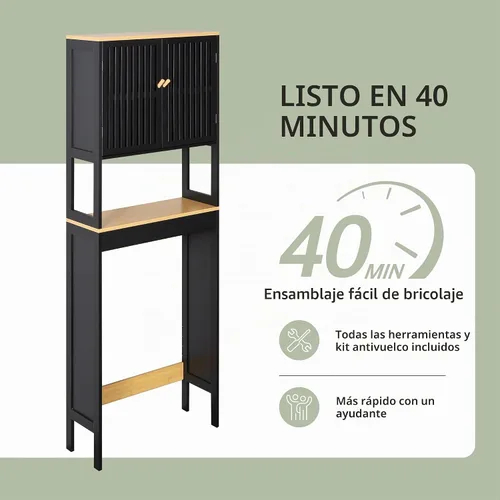 Vista 8 de Gabinete de almacenamiento sobre el inodoro de 24" x 70" con puertas Negro