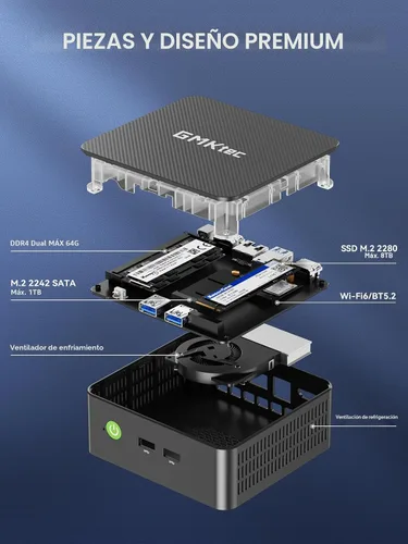 Vista 4 de GMKtec Mini PC, G3 Ultra Intel Pentium Gold 7505 16GB LPDDR4 RAM 512GB SSD