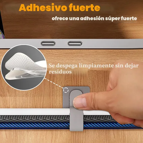 Vista 7 de 80 piezas de correas de velcro para cables, gestión de cables debajo del escritorio, bridas de cable autoadhesivas, organizadores de cables Blanco