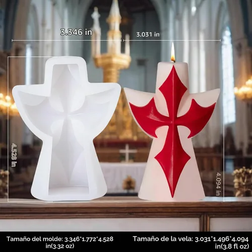 Vista 3 de Moldes de silicona para velas cruzadas, molde de fundición de resina para hacer velas religiosas, yeso de arcilla polimérica