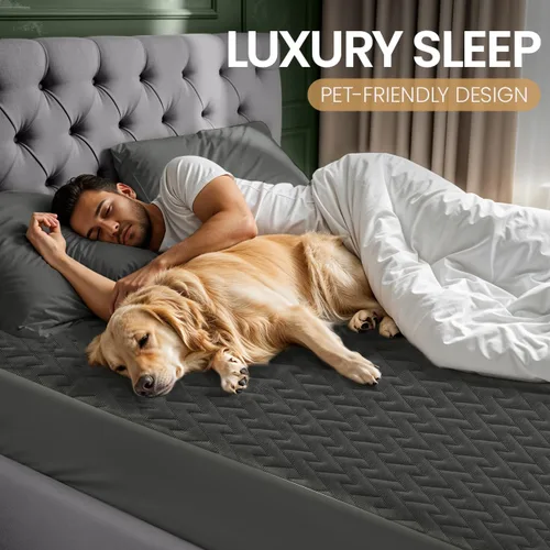 Vista 5 de Utopia Bedding Protector de colchón impermeable tamaño King (gris), funda de colchón de tela suave 3D de alta calidad, se adapta a 17 pulgadas