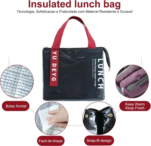 Vista 4 de Lonchera para hombres y mujeres, duradera, creativa, plegable, aislada, pequeña, reutilizable, a prueba de fugas, simple, bolsa de almuerzo