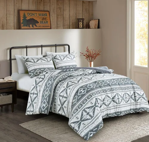 Vista 2 de Chezmoi Collection Zella - Juego de edredón de 2 piezas con motivo geométrico del suroeste, ropa de cama de microfibra lavada con estampado