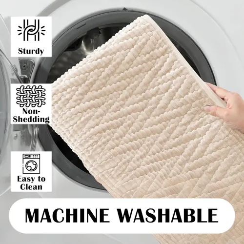 Vista 4 de Alfombra de baño antideslizante, 20 x 32 pulgadas, lavable a máquina y absorbente de agua, alfombra de baño de microfibra suave y gruesa para ducha