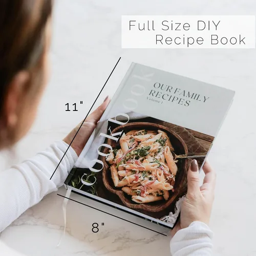 Vista 3 de Libro de Recetas para Escribir Tus Propias Recetas - Gran Diario de Cocina en Blanco Personalizado para la Familia, Contiene 200 Plantillas