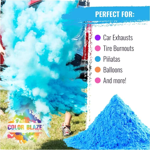 Vista 4 de Color Blaze Blue Baby - Polvo de revelación de género – 2 libras de polvo de color para niño – para el desgaste de la motocicleta, lanzamiento, Azul