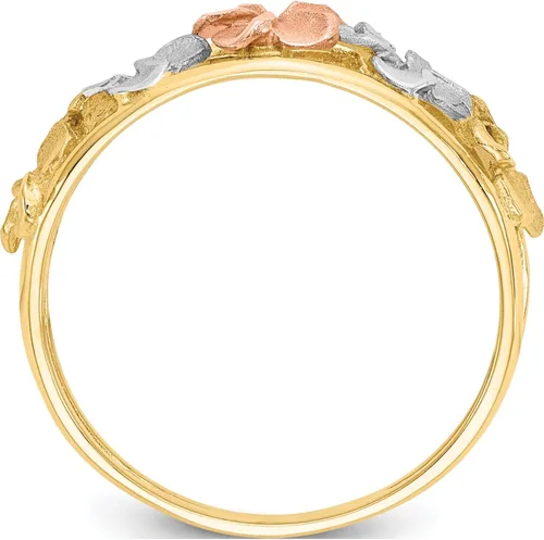 Vista 2 de Sweet Pea - Anillo de 14 K con dos tonos y rodio, satinadopulido con flores