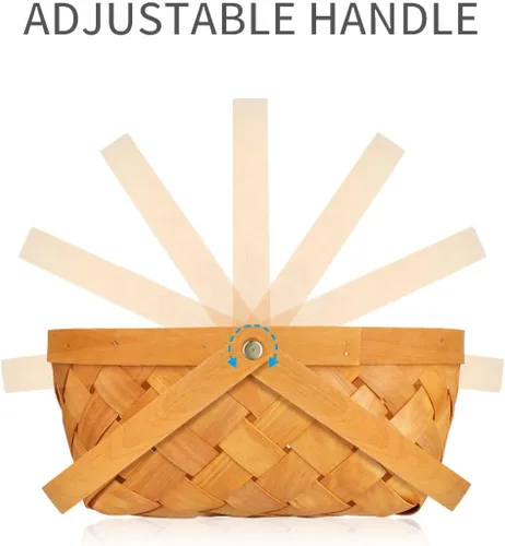 Vista 2 de CLISPEED Cesta de almacenamiento portátil hecha a mano de ratán, cesta de almacenamiento tejida de madera con asa