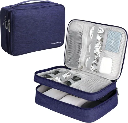 Vista 11 de LENTION Premium - Bolsa organizadora de artículos electrónicos impermeable con asa Large Multi-Compartment Carry Case Fits Tablet, Chargers